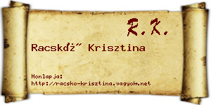 Racskó Krisztina névjegykártya